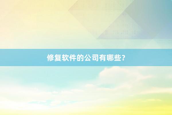 修复软件的公司有哪些？