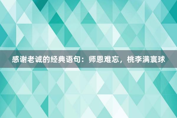 感谢老诚的经典语句：师恩难忘，桃李满寰球